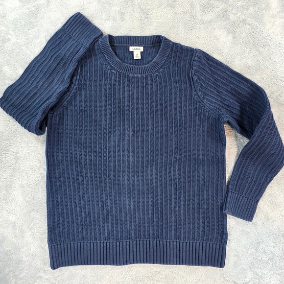 L.L. Bean Sweaters - L.L.Bean Blue Sweater Ribbed Cotton Crew Neck Long Sleeve Navy Women Medium